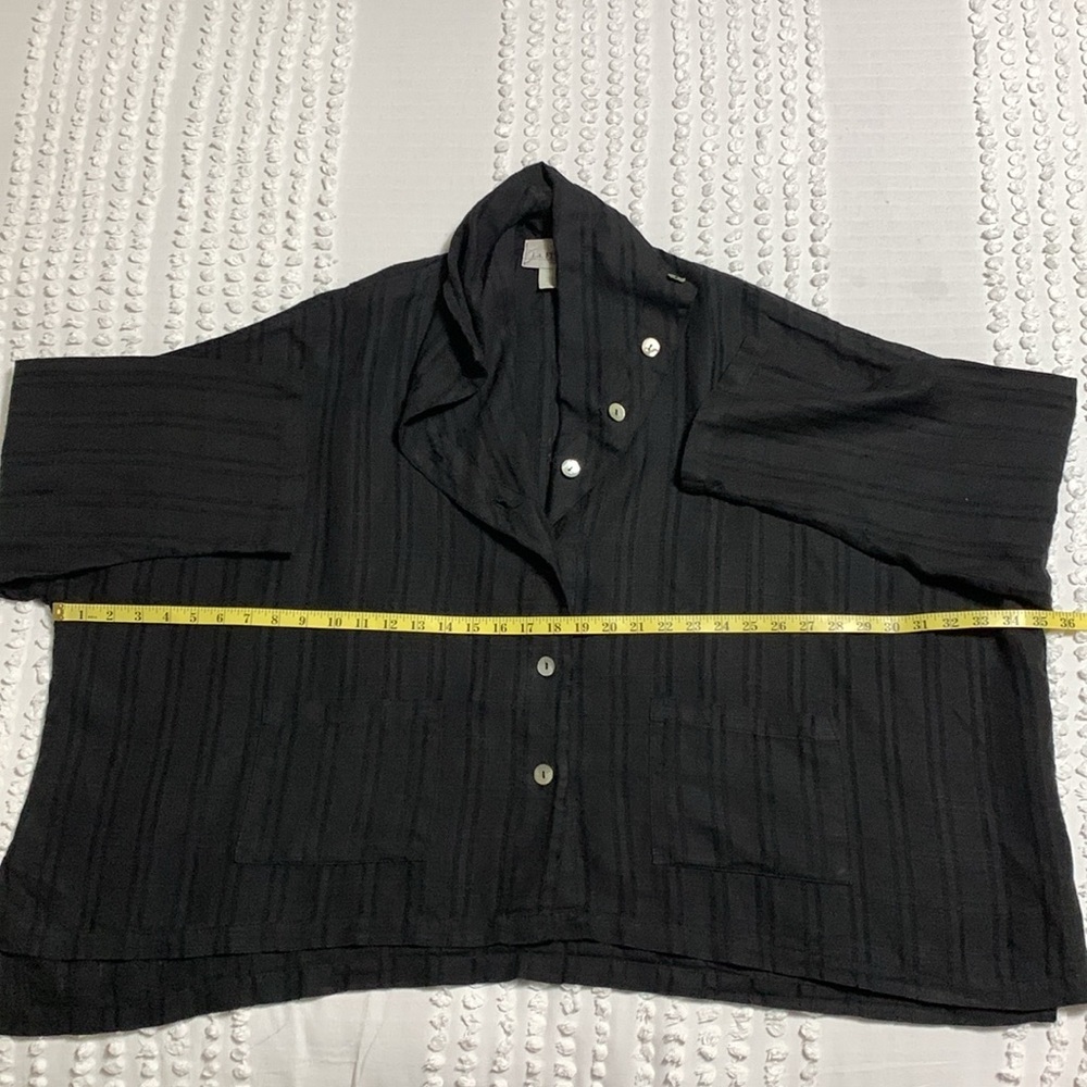 La FIXSUN Women’s 100% Linen Hi-Low Textured Boxy Black Button-Up Shirt USA XL - Picture 13 of 16